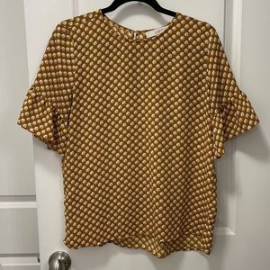 Loft Ruffle Sleeve Print Top